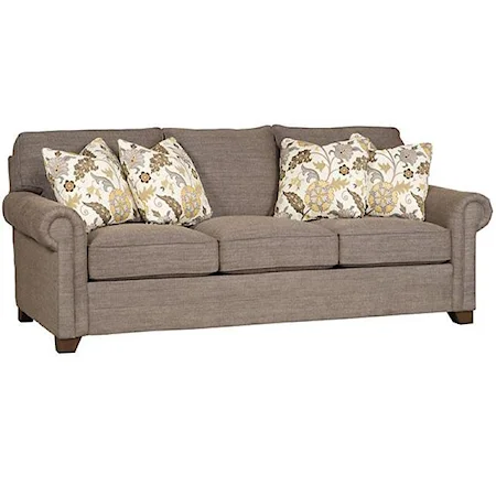 Transitional Sofa with Rolled Panel Arms